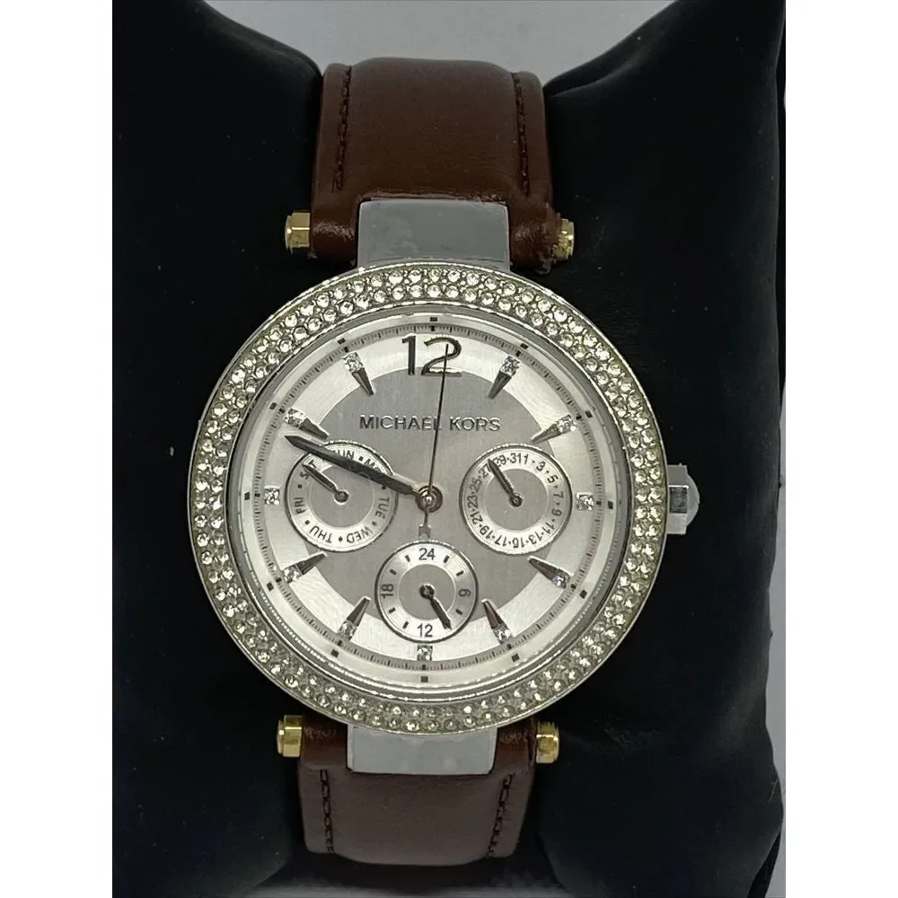 Michael Kors MK6194 Women's Brown Leather Analog Dial Quartz Genuine Watch KS553